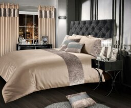 Intimates Crushed Velvet Panel Duvet Cover & Pillowcase Set Cream Natural Single
