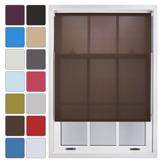FURNISHED Daylight Sheer Roller Window Blinds Made to Measure Brown Mocha (W) 210cm x (L) 165cm