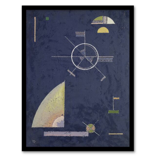 "Dull Gray Abstract Painting Kandinsky Framed Wall Art Print 12X16"""
