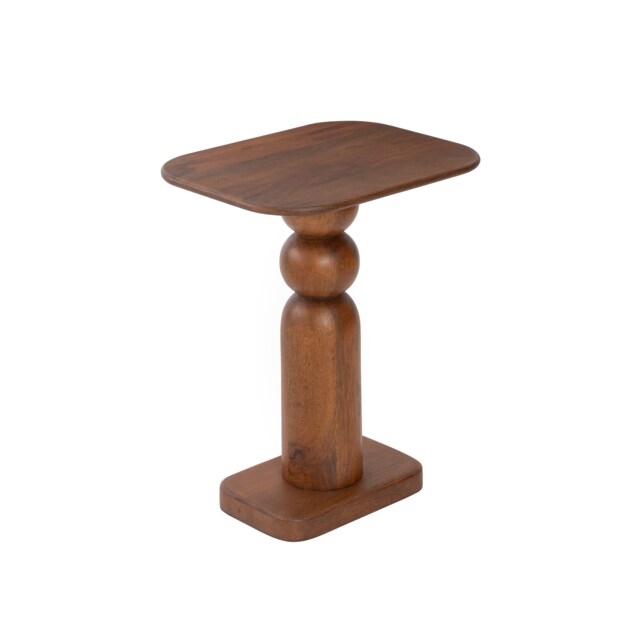 Vita Solid Mango Wood Pedestal Side Table for Living Room Bedroom