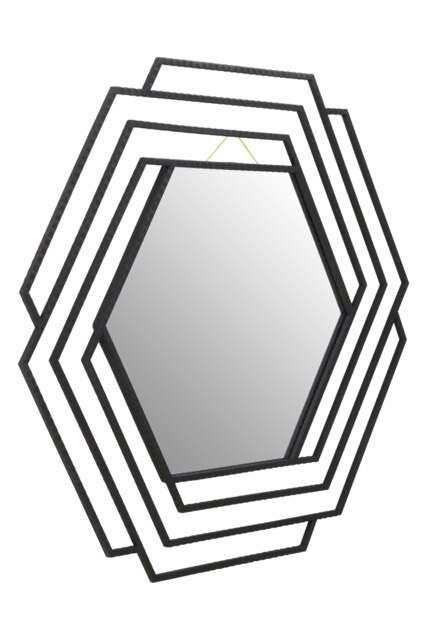 Beauly Black Finish Hexagonal Wall Mirror Black