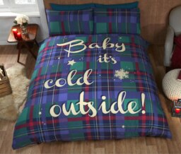 Baby Its Cold Outside Polycotton Duvet Cover Set with Pillowcase (Blue) Blue Double 1