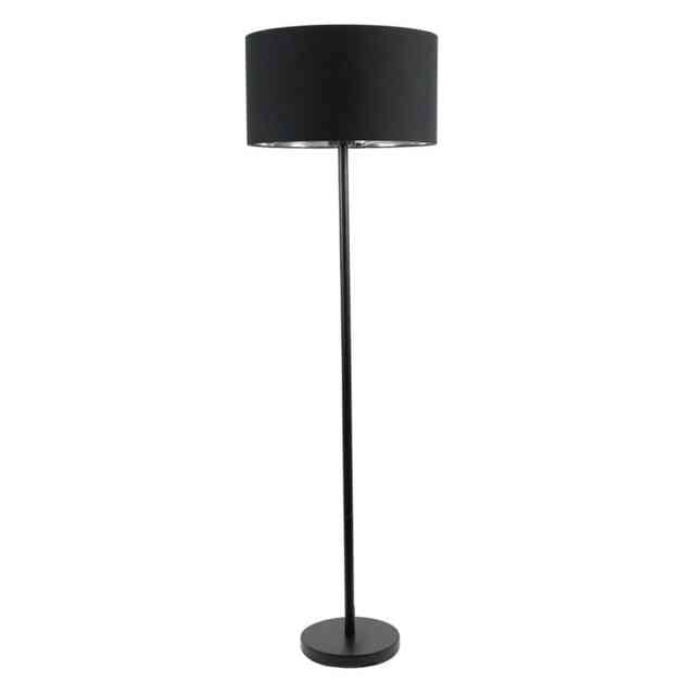 ValueLights Charlie Black Floor Lamp Black Chrome Shade Black