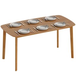 HOMCOM 150 cm Rectangular Dining Table with Solid Wood Frame, Light Brown