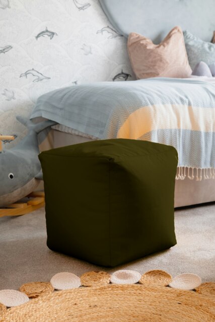 Waterproof Cube Indoor Outdoor Bean Bag Foot Stool Pouffe Brown