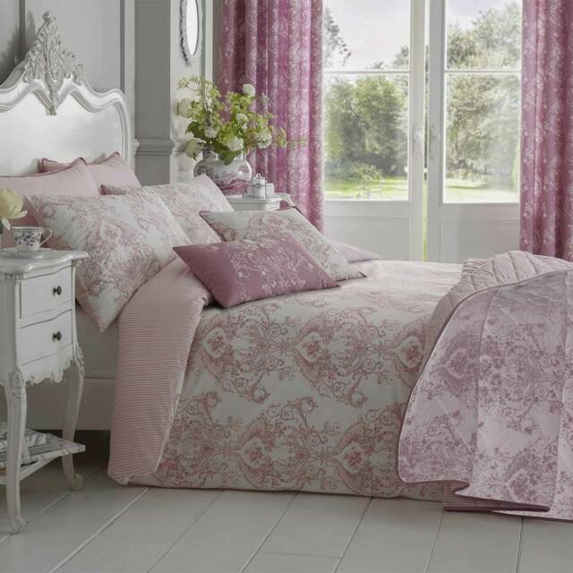 Homescapes French Toile Patterned Duvet Cover Set, King Pink