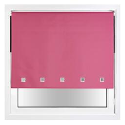 FURNISHED Blackout Roller Blind with Square Eyelets and Metal Fittings Easy Fit Window Shade Pink Fuchsia (W) 60cm x (L) 165cm