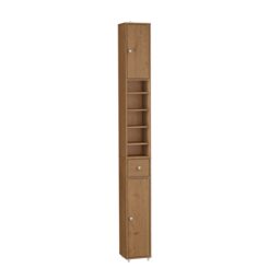 SoBuy BZR34-II-PF,Tall Bathroom Storage Cabinet with 4 Adjustable Shelves and 1 Drawer Brown Dark Brown 1