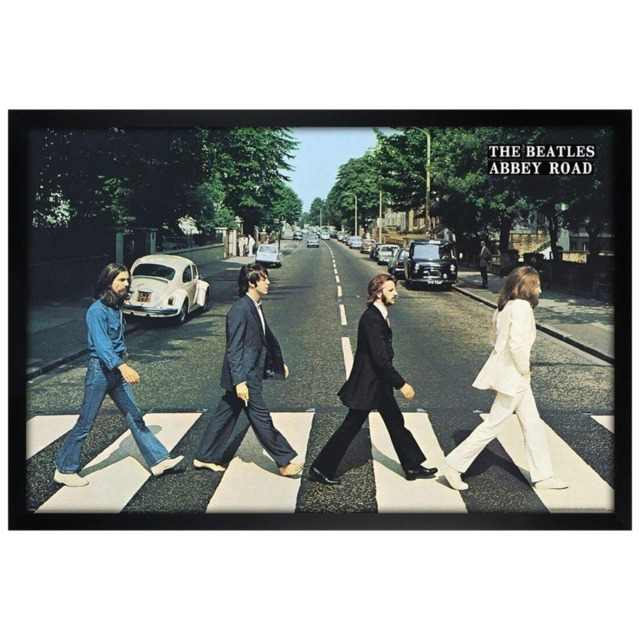 Black Wooden Framed The Beatles Abbey Road Maxi Poster Multi