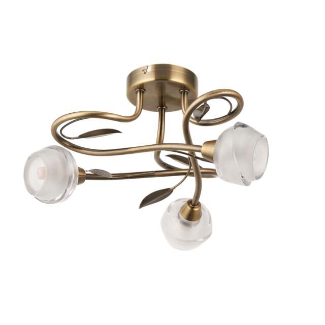 Pagazzi Maywood 3 Light Semi Flush Ceiling Light Antique Brass
