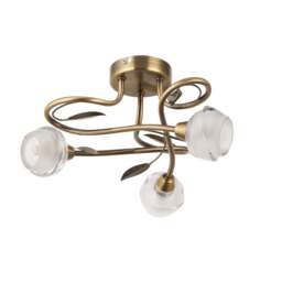 Pagazzi Maywood 3 Light Semi Flush Ceiling Light Antique Brass
