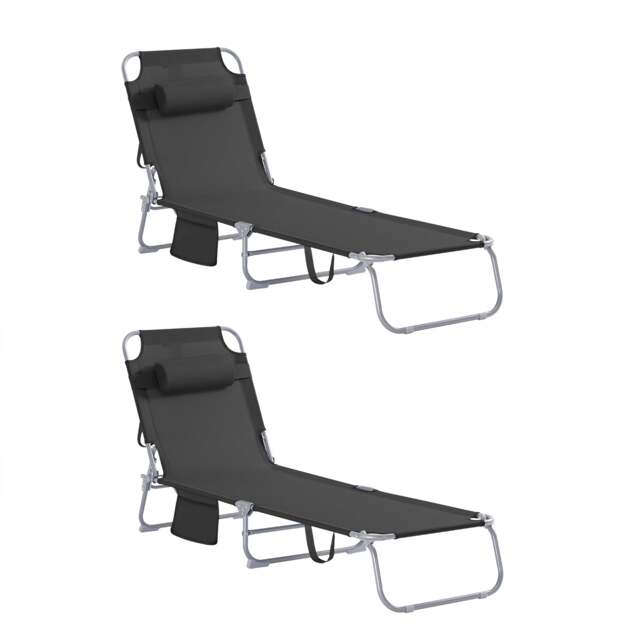 SoBuy OGS35-SCHX2,Set of 2 Sun Lounger Reclining Folding Chair For Outdoor Garden