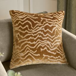 Paoletti Tierra Cut Velvet Cushion Orange Brass