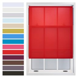 FURNISHED Daylight Roller Blinds Made to Measure Sheer Window Blind with Metal Fittings Red Red (W) 90cm x (L) 165cm