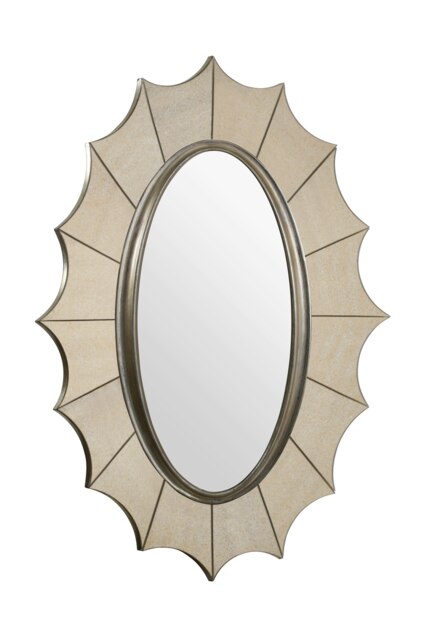 Orsina Scallop Gold Frame Wall Mirror, Stylish Full Size Oval Mirror, Ideal For Entryway, or Mirror Wall Accent