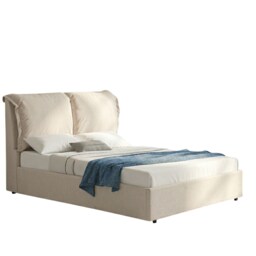 Chester Pillowback Cushion Headboard Fabric Ottoman Storage Bed Frame Cream Natural King
