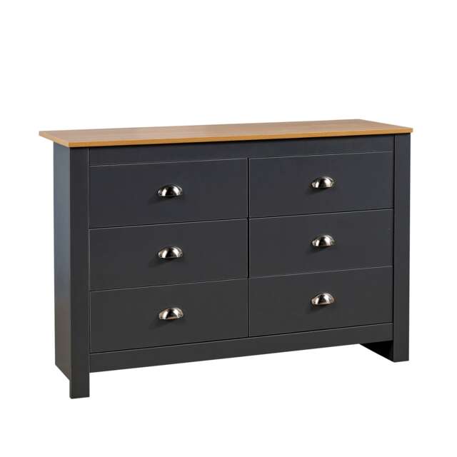 Chest of 6 Drawers Wooden Bedroom Furniture Clothing Storage Unit Grey