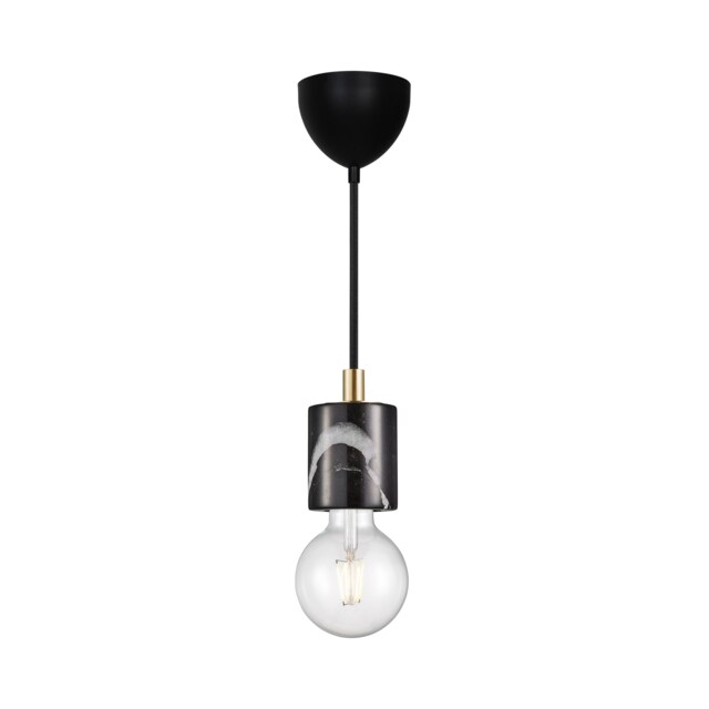 Nordlux Siv Indoor Pendant Light Black Marble E27 Retro - Mains Powered, IP20 Black