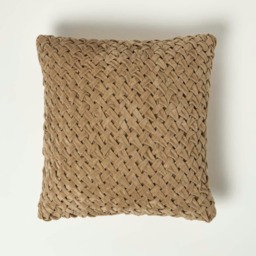 Homescapes Sofia Pleated Taupe Velvet Cushion - 45 x 45 cm Cream Taupe 1