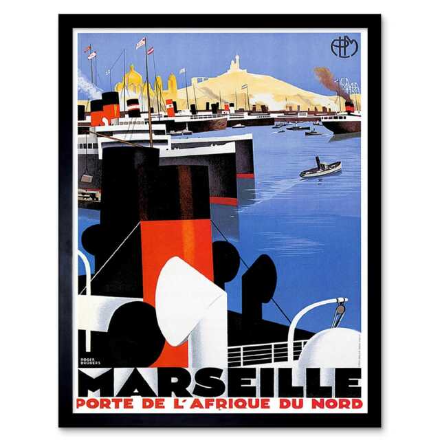 Travel Tourism Marseilles France Mediterranean Framed Wall Art Print