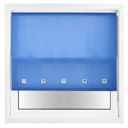 FURNISHED Daylight Roller Blinds with Square Eyelets & Metal Fittings for Homes and Offices Blue Blue (W) 90cm x (L) 165cm