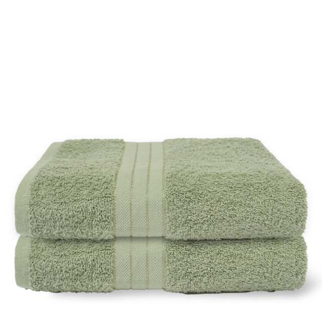 OHS 2 x Luxury 100% Cotton 500GSM Bathroom Bath Towel Green Sage Green Bath towel
