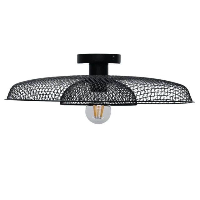 Cassidy - Black Metal Wire Layered Flush Ceiling Light Black 1