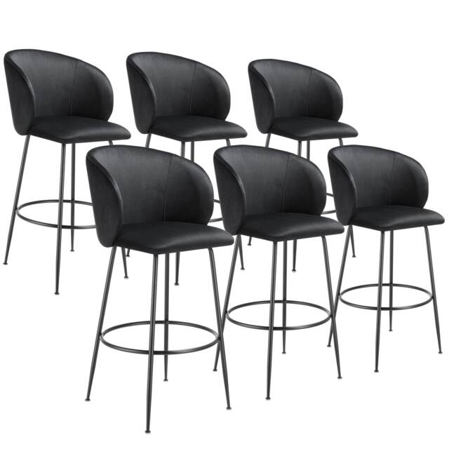Bar Stool Luana - with backrest, velvet look and padded Black black/black 60 x 51 x 106 cm 6