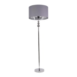 ValueLights Marissa Grey Chrome Shade Brushed Gold Stacked Floor Lamp and Bulb