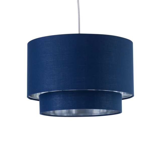 Kozy - Navy Blue and Silver 30cm Pendant Shade Blue Silver Large 1