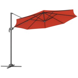 Outsunny 3 x 3m Cantilever Parasol with Cross Base, Garden Umbrella with 360 Rotation, Crank Handle and Tilt for Outdoor, Patio, Orange Orange Orange