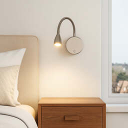 CGC MATILDA Satin Nickel Adjustable Flexible Neck Rechargeable Magnetic USB‑C LED Bedside Wall Light