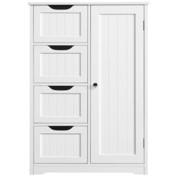 Yaheetech Large Wooden Bathroom Floor Cabinet White White