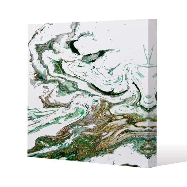 Green & Gold Marble (Canvas Print) / 61 x 61 x 4cm Multi