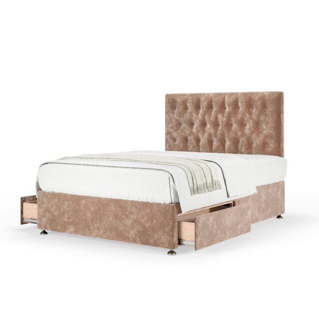 Signature Platinum 2000 Pocket Sprung Mink Chenille 2 Drawer Divan Set And Lona Headboard King Size
