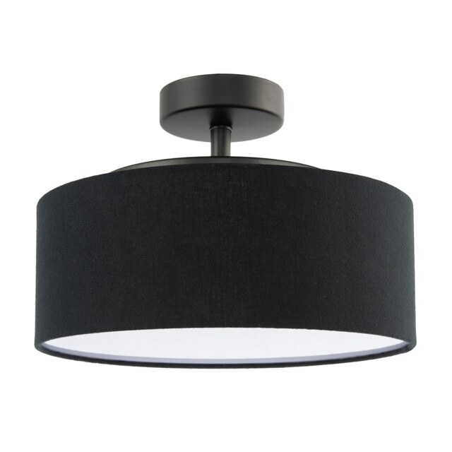 Contemporary Black Linen Fabric Semi Flush Ceiling Light Fixture