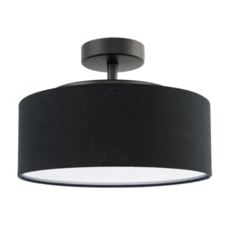 Contemporary Black Linen Fabric Semi Flush Ceiling Light Fixture
