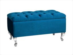 Londona 137cm Chesterfield Ottoman Storage Bench - Plush Velvet Shoe Bench - Emerald Green Upholstery Footstool with Storage