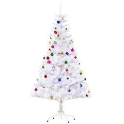 HOMCOM 5ft Snow Artificial Christmas Tree w Metal Stand Decorations Home Seasonal Elegant Fau White