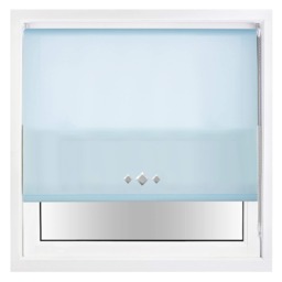 FURNISHED Daylight Trimmable Roller Blinds with Triple Diamond Eyelets and Metal Fittings Blue Duck Egg Blue (W) 100cm x (L) 210cm