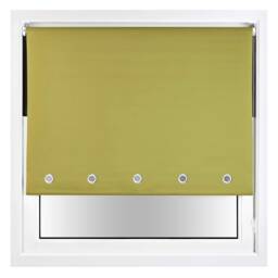 FURNISHED Blackout Roller Blind with Round Eyelets & Metal Fittings Green Green (W) 135cm x (L) 210cm