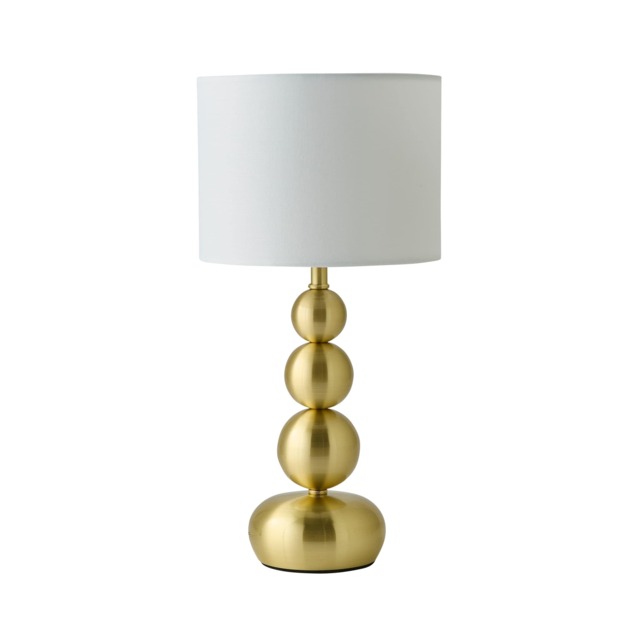 ValueLights Marissa Brushed Gold Stacked Ball Table Lamp Light and Bulb
