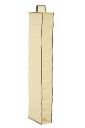 Orsina 10-Section Hanging Shoe Organiser In Cream With Brown Trim, Space-Saving Fabric Shoe Rack For Closets