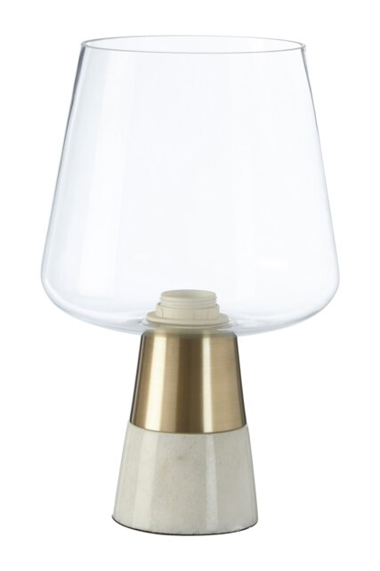 Interiors by Premier Glass Table Lamp with Marble Base, Brass Finish Decorative Desk Light, Luxe Table Light for Living Room