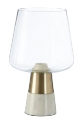 Orsina Glass Table Lamp with Marble Base, Brass Finish Decorative Desk Light, Luxe Table Light for Living Room