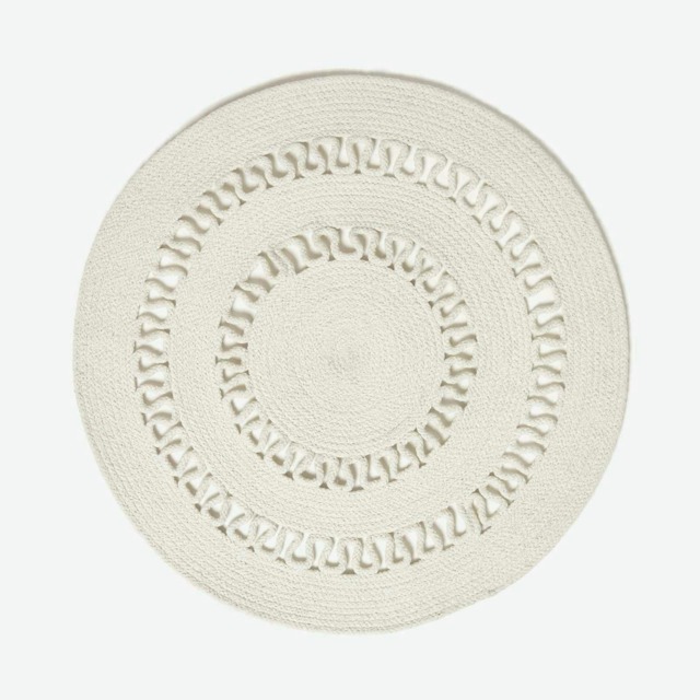 Homescapes Natural Crochet Braided Rug - 90cm Round Cream Natural