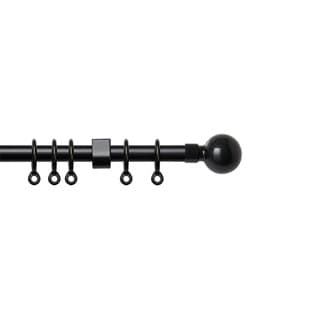 13 - 16mm Black Ball Metal Curtain Pole Set 150 - 280cm Black Black