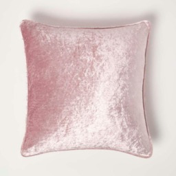 Homescapes Pink Luxury Crushed Velvet Cushion Cover - 60 x 60 cm Pink Pink 1