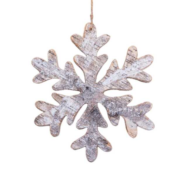 20cm Snowflake Shape Birch Bark Wooden Christmas Wall Hanging Decoration