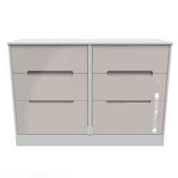 Bristol 6 Drawer Wide Chest of Drawers in Kashmir Gloss & White Matt (Ready Assembled) Cream Kashmir Gloss & White Matt